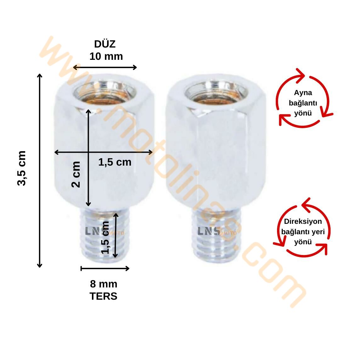 AYNA YÜKSELTME APARATI 8 mm TERSTEN 10 mm DÜZE - UNİVERSAL