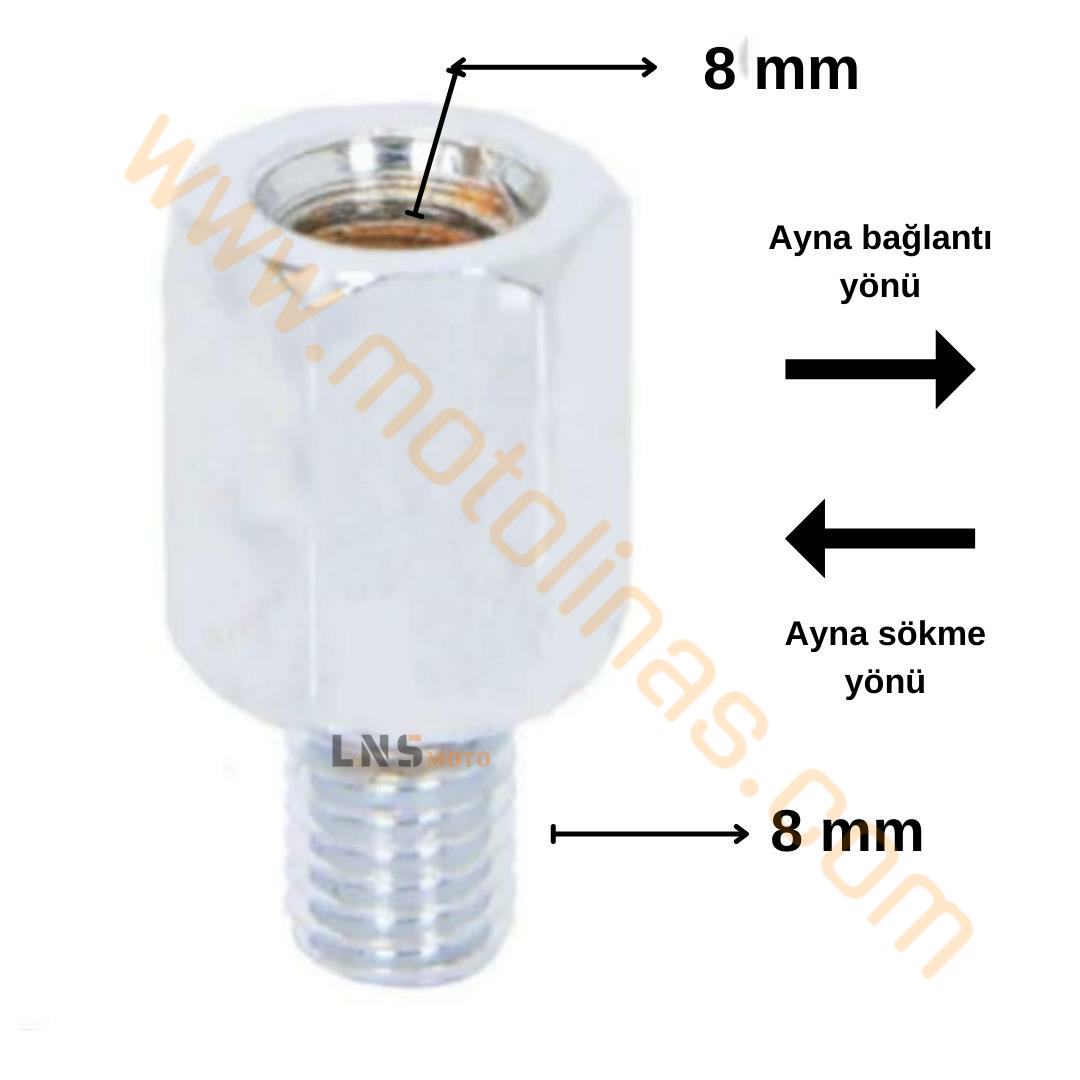 AYNA YÜKSELTME UZATMA APARATI 8mm DÜZDEN 8mm DÜZE ADET