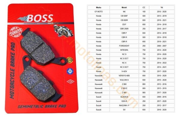 ÖN FREN DİSK BALATASI [BS496] ORGANİK -YAMAHA MT25,MT25 / R25, X-MAX250,X-MAX125, YZFR25 2015-2022