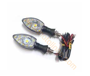MOTOSİKLET AKSESUAR SİNYAL 2 li SARI IŞIK LEDLİ MERCEKLİ