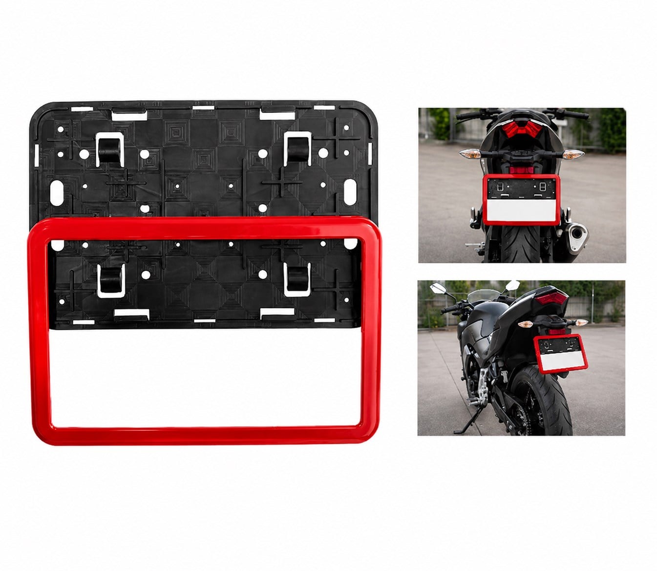Motosiklet Plakalık 26x17 cm Kırmızı Çerçeveli Modifiye Universal ATV Scooter
