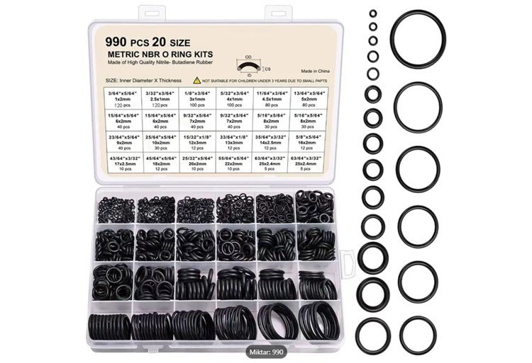 Oring Kauçuk Sızdırmaz Conta 990 Parça 20 Boyut Kutulu İthal - Universal