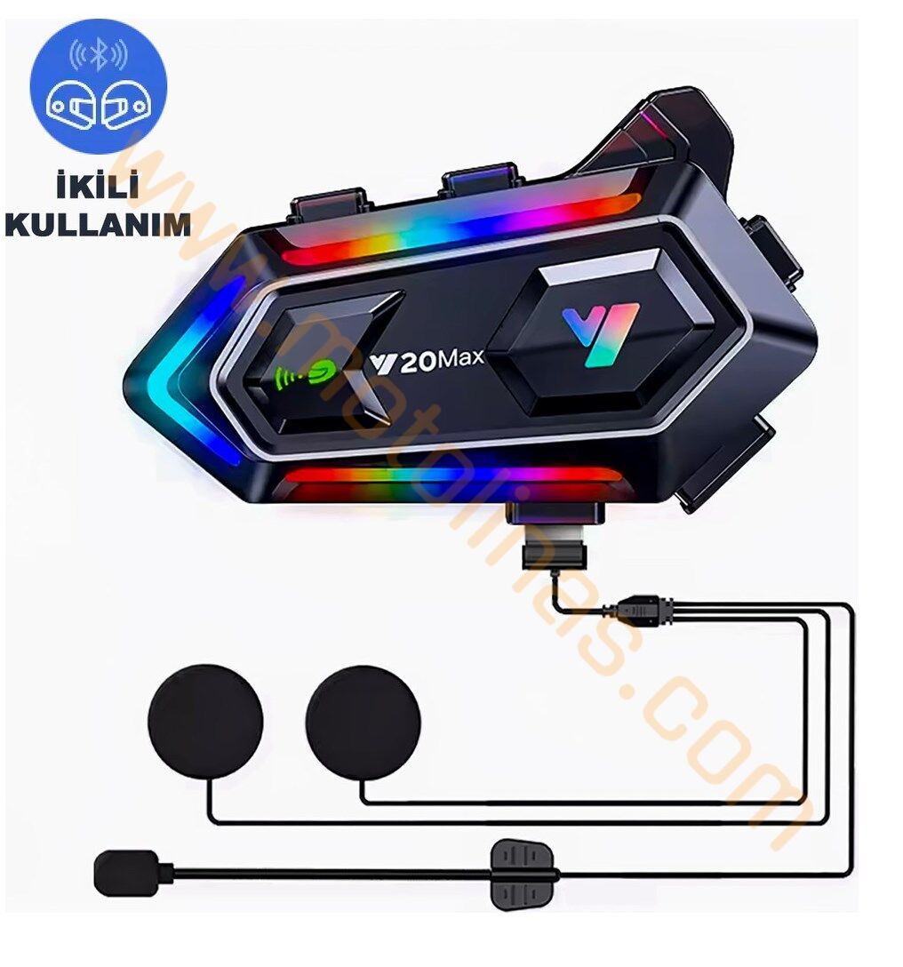 İNTERKOM [Y20-MAX] BLUETOOTH 5.3 - 2 KİŞİ 300 METRE EŞLEŞME RPG AYDINLATMA