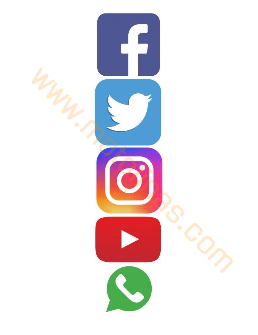 Sosyal Medya Sticker Seti  5 Parça Su Geçirmez - Söküldüğünde İz Bırakmaz NOS