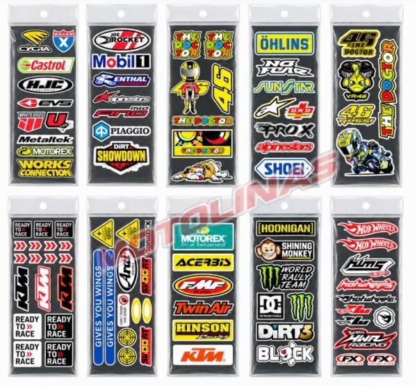 Motosiklet Sponsor Sticker Etiket Seti Fosforlu Folyo Karışık 10 Model