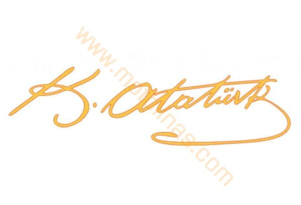 MOTOSİKLET OTO STİCKER K.ATATÜRK İMZA 4*15cm FOLYO PARLAK GOLD