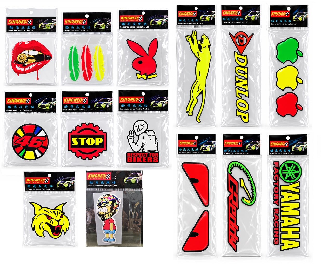 Motosiklet Mix 3D Sticker Etiket Seti Fosforlu Folyo Karışık 14 Model