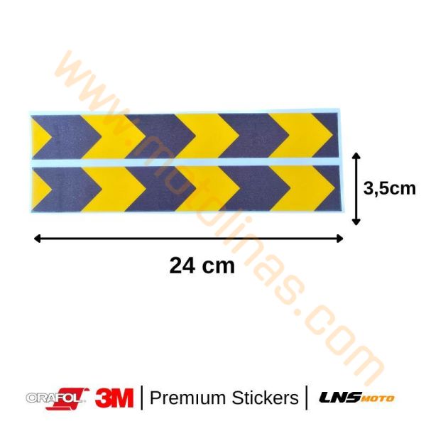 Motisiklet Çanta etiketi 2li Sarı Reflektif Set 3M Yapışma Sticker, Motosiklet Sticker