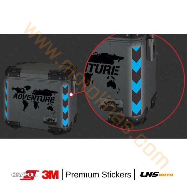Motisiklet Çanta etiketi 2li Mavi Reflektif Set 3M Yapışma Sticker, Motosiklet Sticker