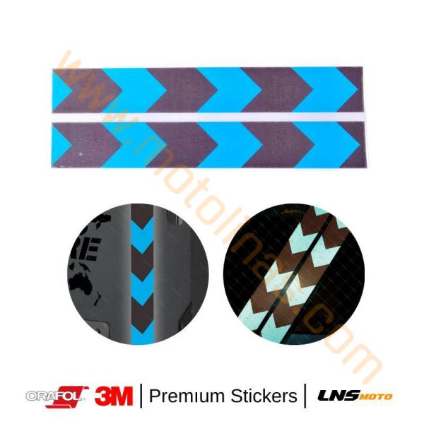 Motisiklet Çanta etiketi 2li Mavi Reflektif Set 3M Yapışma Sticker, Motosiklet Sticker