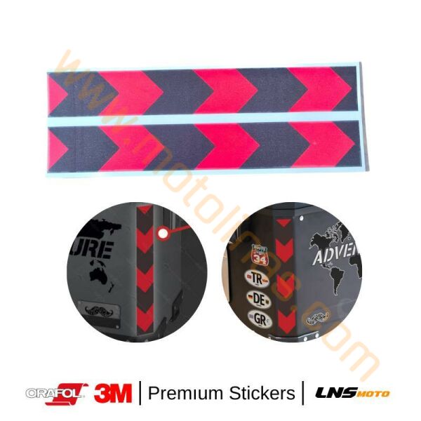 Motisiklet Çanta etiketi 2li Kırmızı Reflektif Set 3M Yapışma Sticker, Motosiklet Sticker