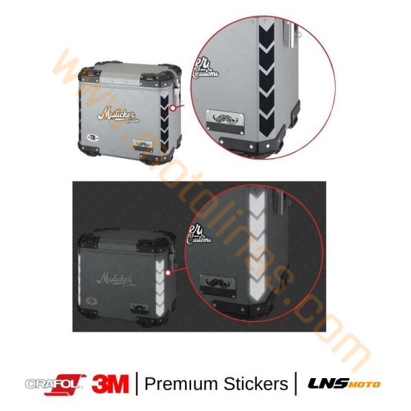 Motisiklet Çanta etiketi 2li Siyah Reflektif Set 3M Yapışma Sticker, Motosiklet Sticker