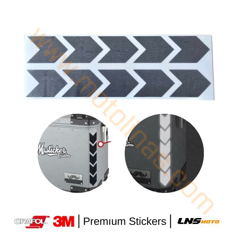 Motisiklet Çanta etiketi 2li Siyah Reflektif Set 3M Yapışma Sticker, Motosiklet Sticker