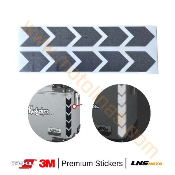 Motisiklet Çanta etiketi 2li Siyah Reflektif Set 3M Yapışma Sticker, Motosiklet Sticker