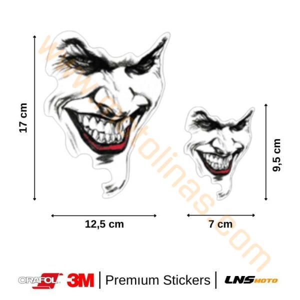 Motisiklet Joker Yüzü 2li Özel Seri etiket 3M Yapışma Sticker, Far, Kask, Çanta Reflektörlü Sticker