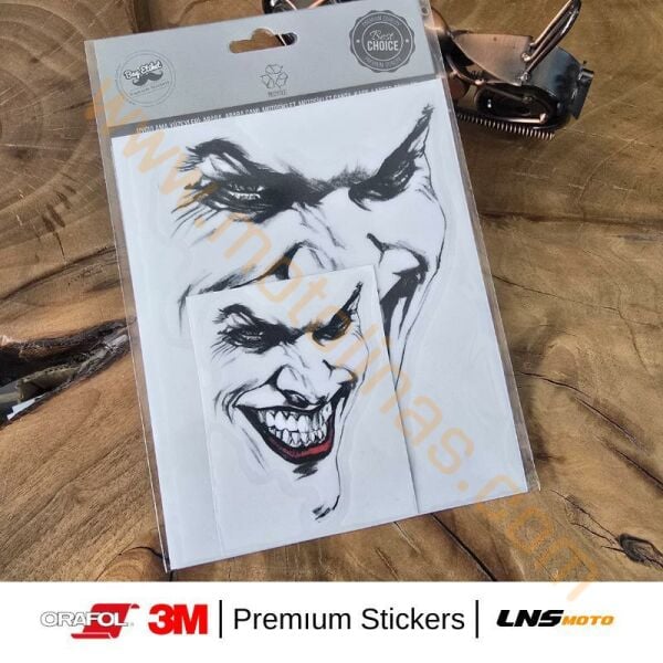 Motisiklet Joker Yüzü 2li Özel Seri etiket 3M Yapışma Sticker, Far, Kask, Çanta Reflektörlü Sticker