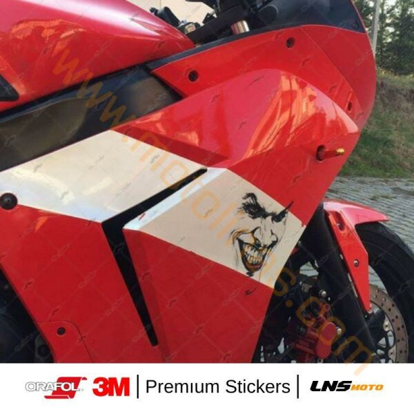 Motisiklet Joker Yüzü 2li Özel Seri etiket 3M Yapışma Sticker, Far, Kask, Çanta Reflektörlü Sticker