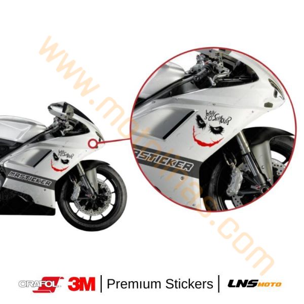 Motisiklet Joker Yüzü 2li Özel Seri etiket 3M Yapışma Sticker, Far, Kask, Çanta Reflektörlü Sticker