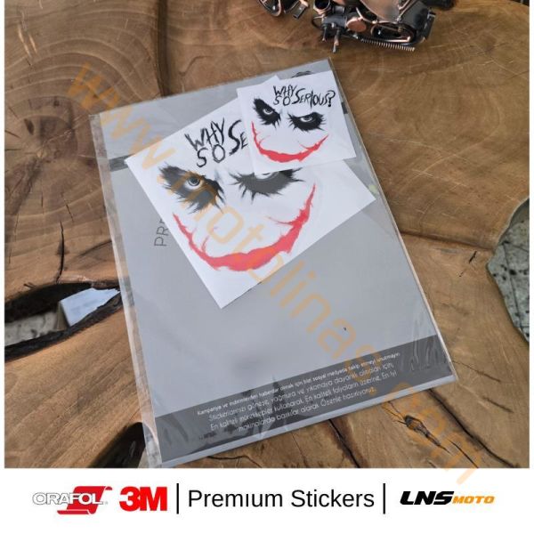 Motisiklet Joker Yüzü 2li Özel Seri etiket 3M Yapışma Sticker, Far, Kask, Çanta Reflektörlü Sticker
