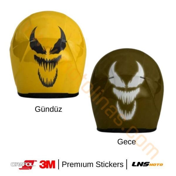 Motisiklet Korkutucu Yüz Reflektörlü etiket 3M Yapışma Sticker, Far, Kask, Çanta Reflektörlü Sticker