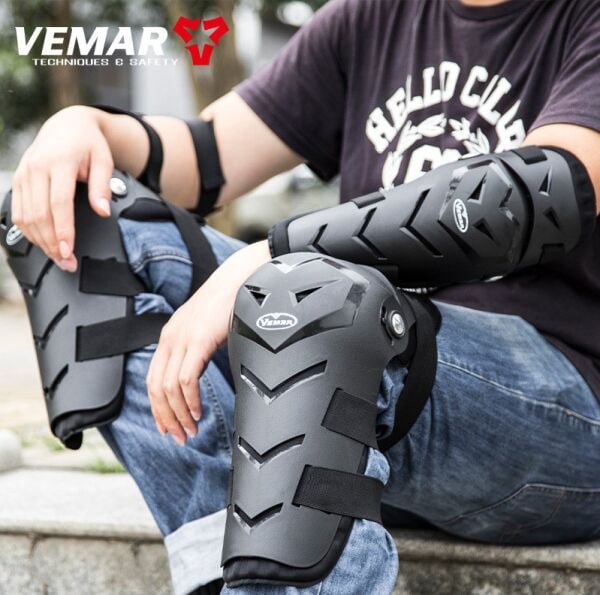 Vemar Mafsallı Motosiklet Dizlik Dirseklik Koruma Seti Çantalı