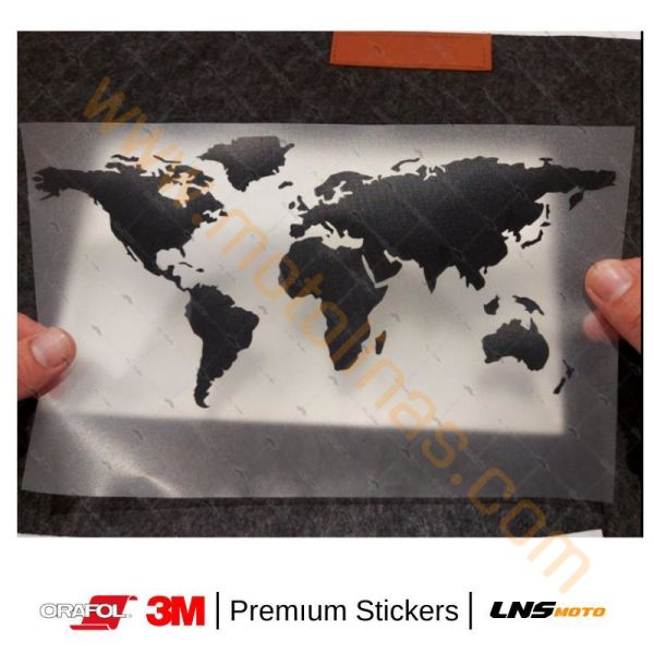 Motosiklet Dünya Haritası Reflektörlü Adventure etiket 3M Yapışma Sticker, Far, Kask, Çanta Reflektörlü Sticker