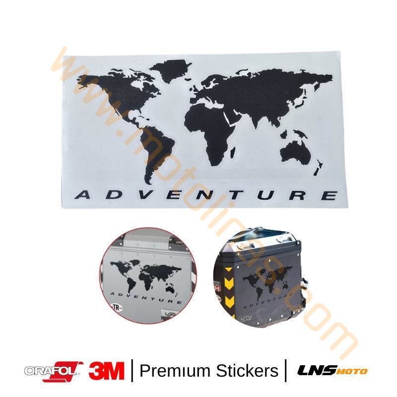 Motosiklet Dünya Haritası Reflektörlü Adventure etiket 3M Yapışma Sticker, Far, Kask, Çanta Reflektörlü Sticker