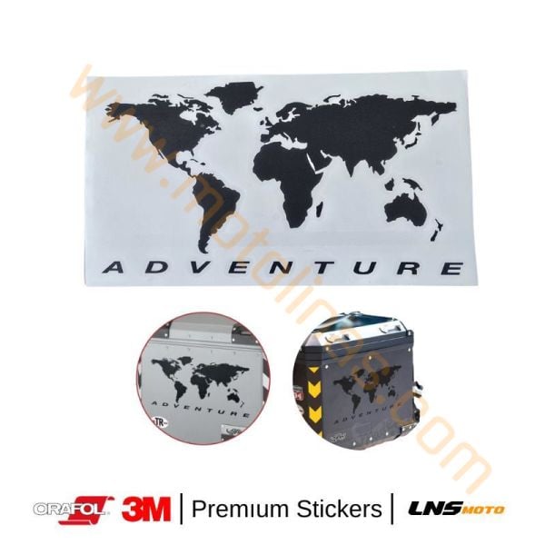 Motosiklet Dünya Haritası Reflektörlü Adventure etiket 3M Yapışma Sticker, Far, Kask, Çanta Reflektörlü Sticker