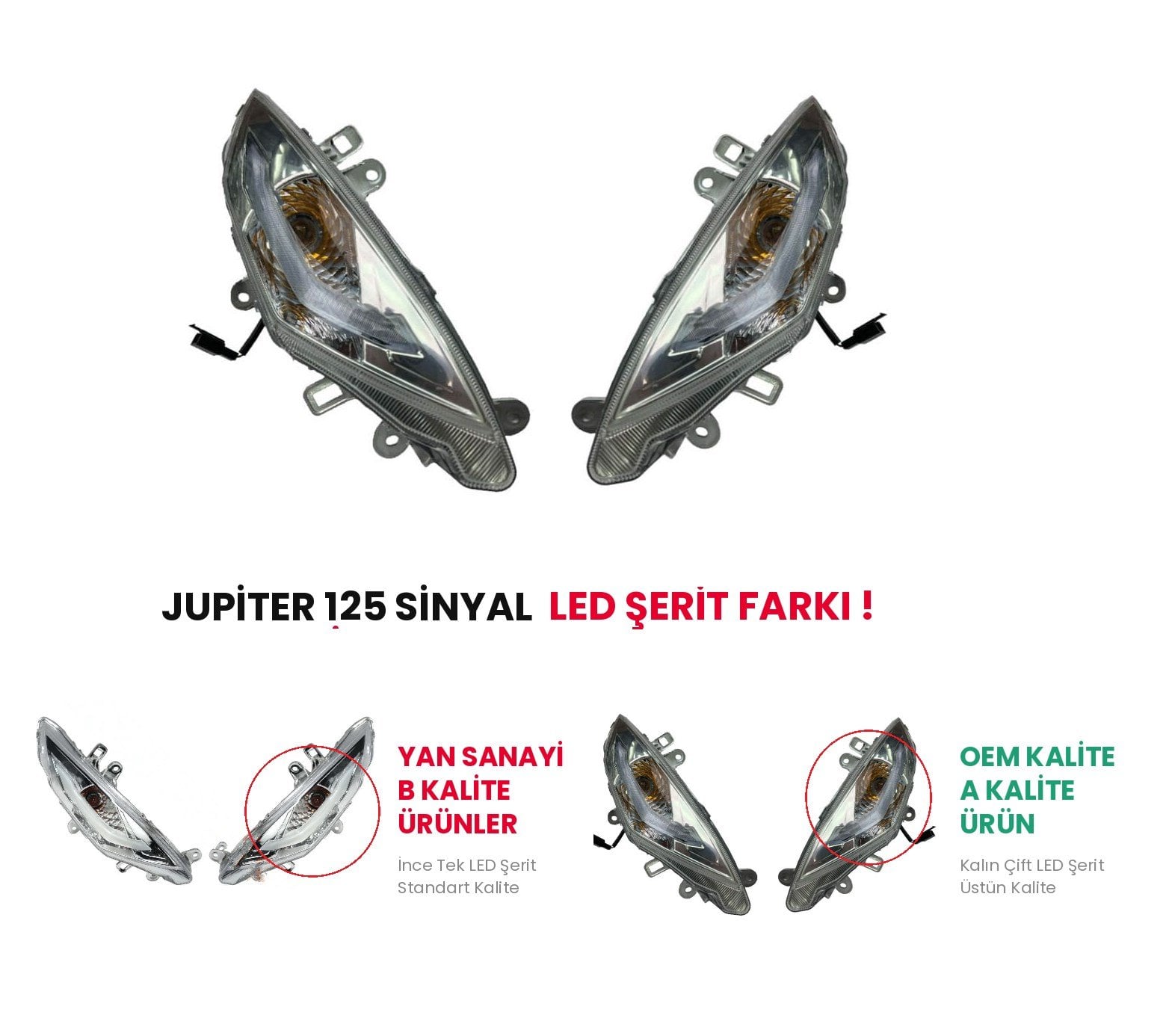 TVS Jupiter 125 Sinyal Takımı İthal OEM Tam Tip Uyumlu Komple Set