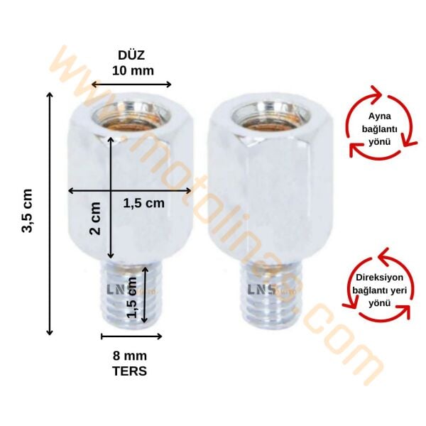 AYNA YÜKSELTME APARATI 8 mm TERSTEN 10 mm DÜZE - UNİVERSAL