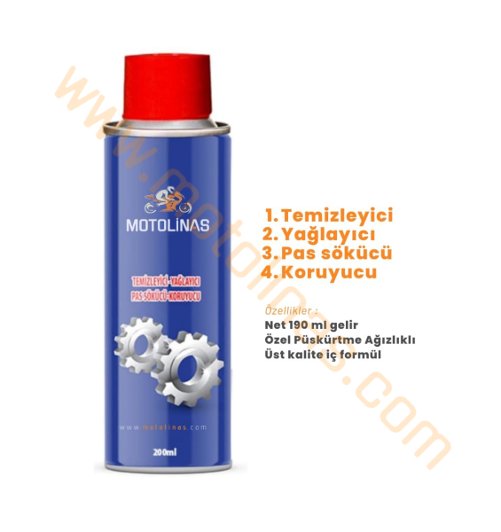 GENEL TEMİZLEYİCİ, YAĞLAYICI, PAS SÖKÜCÜ, KORUYUCU 200 ML SPREY