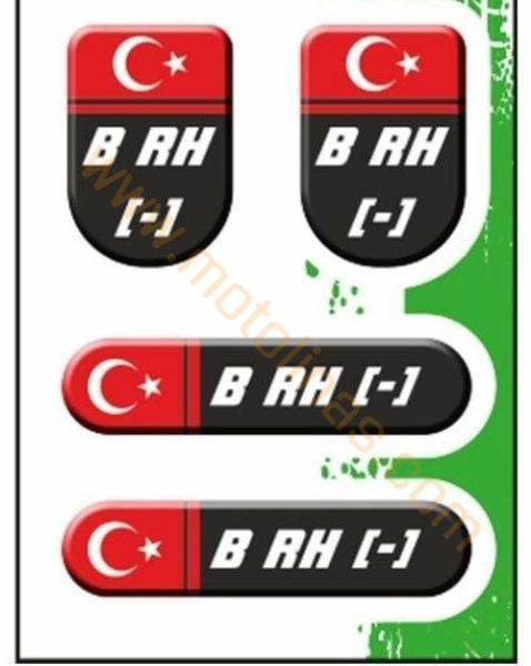 KAN GRUBU ETİKETİ 4 LÜ DAMLA  BRH- KAN GRUBU STİCKER SETİ SU GEÇİRMEZ