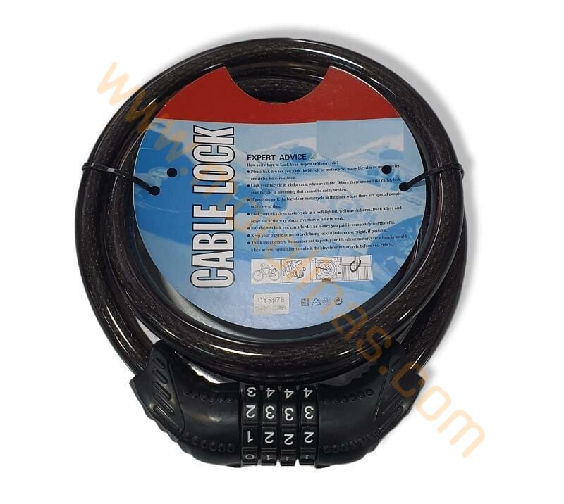 BİSİKLET KİLİT ÖZEL 15 MM KALINLIK 1.5 METRE ÇELİK HALAT ŞİFRELİ, BİSİKLET KİLİT