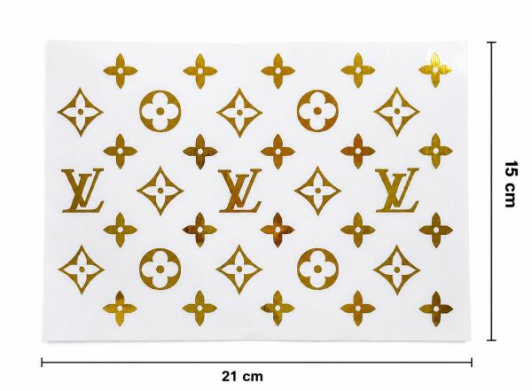 LV Sticker Seti A5 15x21 cm Gold Altın Renk Universal Dekoratif Etiket