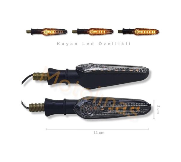 MOTOSİKLET LED SİNYAL SARI IŞIK - KAYAN LED TAKIM OPTİK CAMLI KIRILMAZ