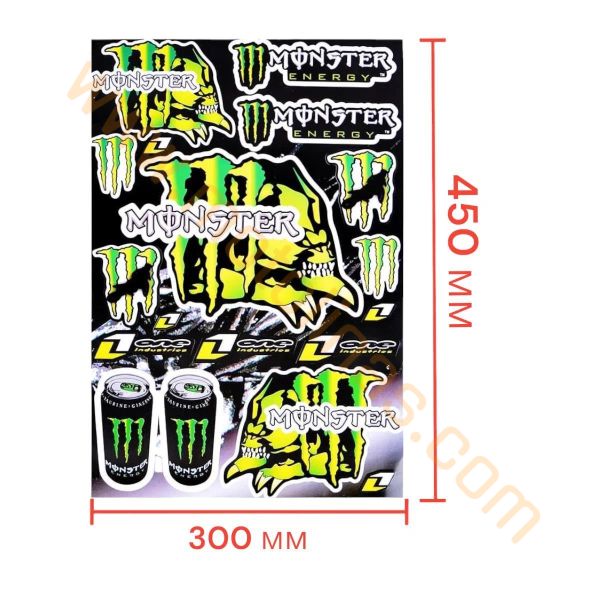 MOTOSİKLET MONSTER ETİKET STİCKER SETİ [A4] [MONSTER ÖZEL İTHAL] - UNİVERSAL