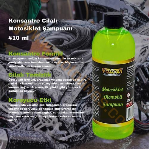 MOTOSİKLET CİLALI KONSANTRE MOTOSİKLET ŞAMPUANI 410ml YEŞİL FORMÜL