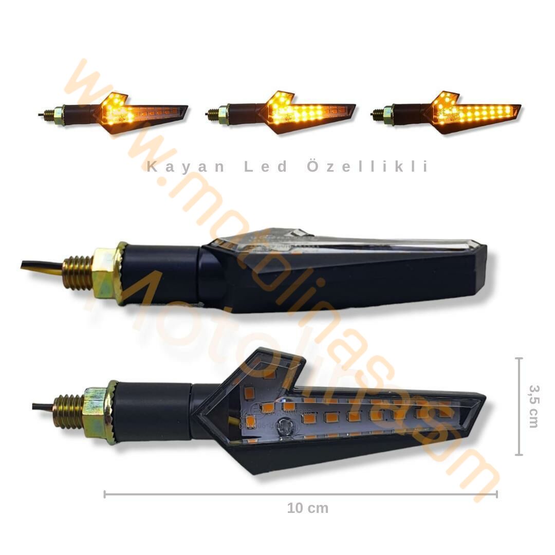MOTOSİKLET LED SİNYAL SARI IŞIK - KAYAN LED TAKIM MIZRAK MODEL KIRILMAZ