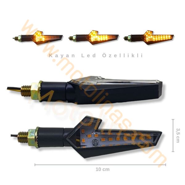 MOTOSİKLET LED SİNYAL SARI IŞIK - KAYAN LED TAKIM MIZRAK MODEL KIRILMAZ