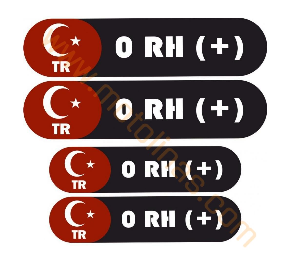 Motosiklet Kan Grubu Sticker Kask Kaporta 4 Parça 0 RH (+)