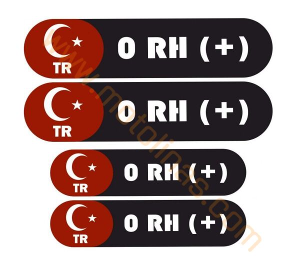 Motosiklet Kan Grubu Sticker Kask Kaporta 4 Parça 0 RH (+)