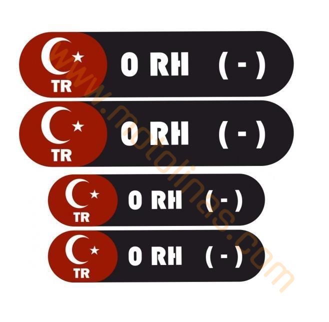 Motosiklet Kan Grubu Sticker Kask Kaporta 4 Parça 0 RH (-)