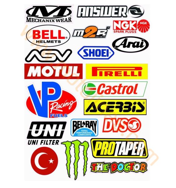 MOTORSİKLET MARKA STİCKER A4 BOYU 20 PARÇA SET AKSEUSAR LNS03