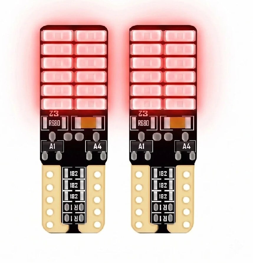 Dipsiz Ampül 12v-t10 [kırmızı] [adet Fiyat] 24 Ledli Park Ampülü