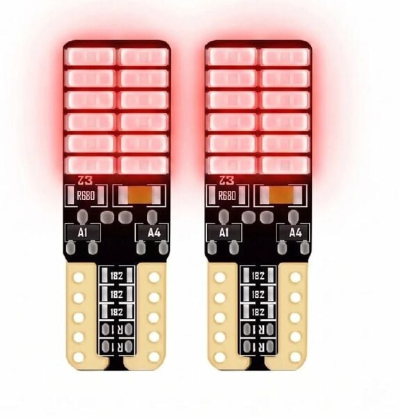 Dipsiz Ampül 12v-t10 [kırmızı] [adet Fiyat] 24 Ledli Park Ampülü