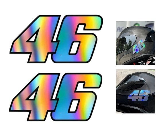 46 Sticker Hologram 9.5x3.5cm 2 Adet Universal Motosiklet Araba Kask Dekal Holografik Etiket