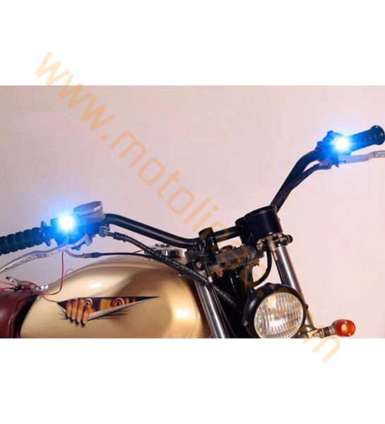 Motosiklet Dekoratif Led Balık Gözü Lamba Kırmızı / Mavi 2 Renkli Bağlantı Aparatlı