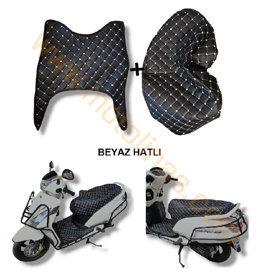 TVS JUPİTER 125 PASPAS VE SELE KILIFI BEYAZ HATLI,  JÜPİTER PASPAS+KOLTUK KILIFI