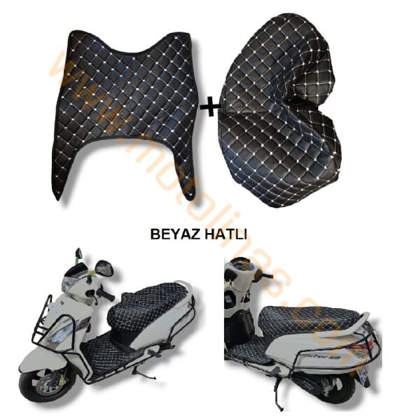 TVS JUPİTER 125 PASPAS VE SELE KILIFI BEYAZ HATLI,  JÜPİTER PASPAS+KOLTUK KILIFI