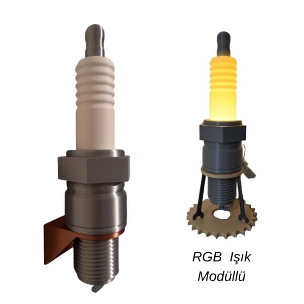 3D Motosiklet Buji Tasarımlı RGB LED Duvar Lambası – Motorcu Dekoru